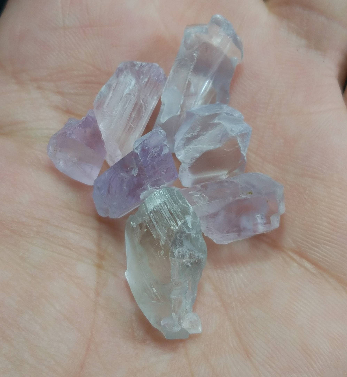 Kunzite Crystals Lot, Clear Facet Rough, Afghanistan Origin (42.5 grams)