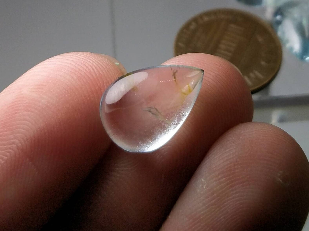 Natural good quality ring sizes pear shape aquamarine cabochons
