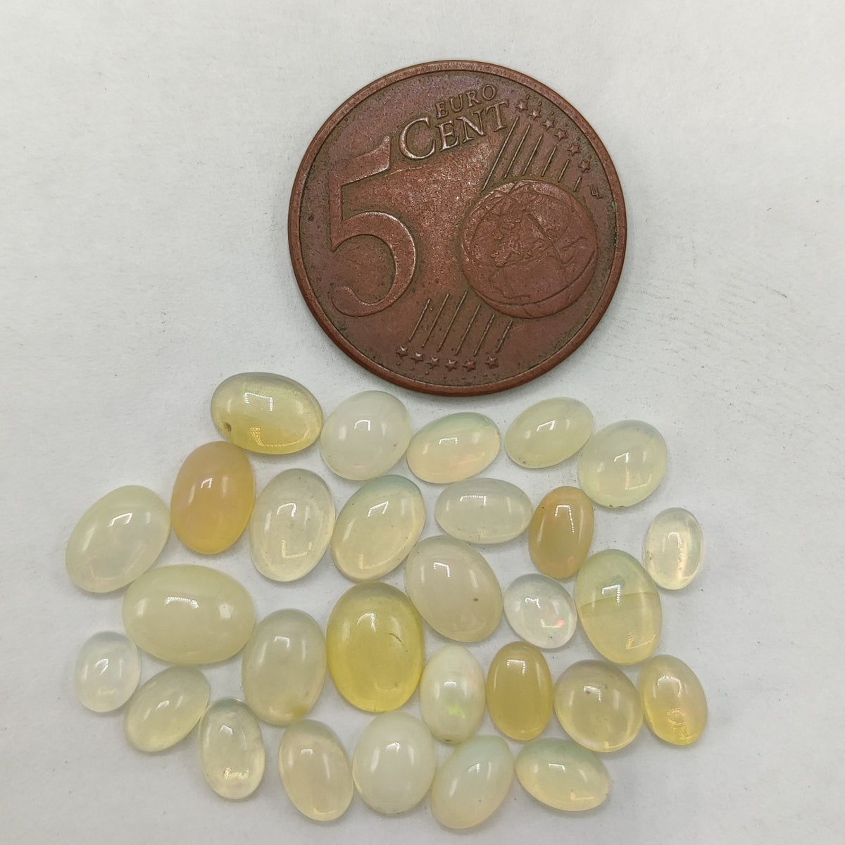 Natural small lot small sizes oval shapes fire opal Cabochons, 29 pieces, 10 carats