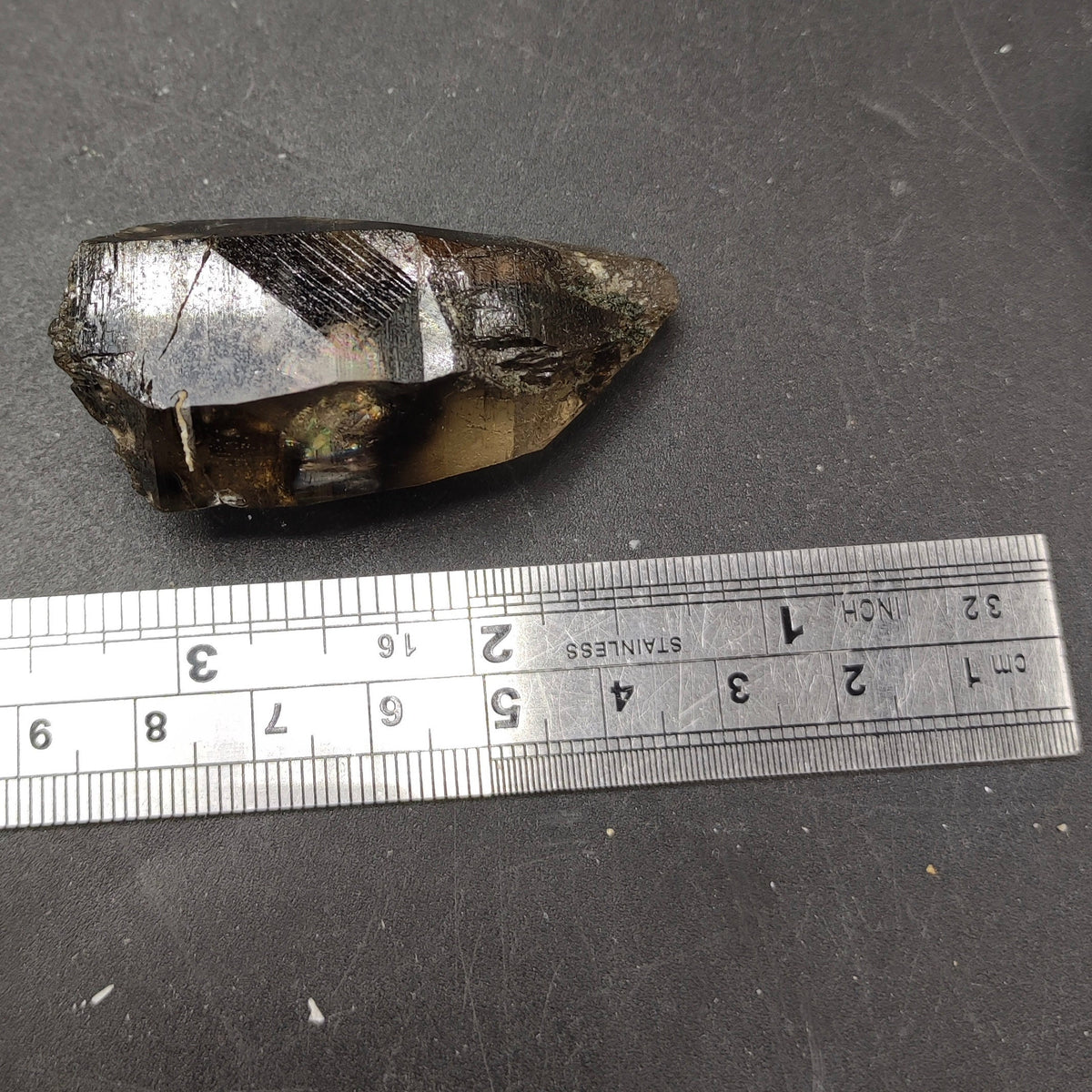Smokey Quartz Crystal with Garnet Inclusions, Hashupi Pakistan