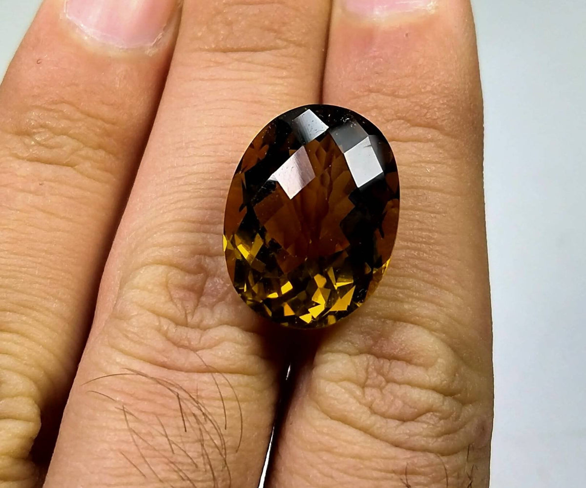 Natural good quality ring size faceted checkerboard shape citrine gem
