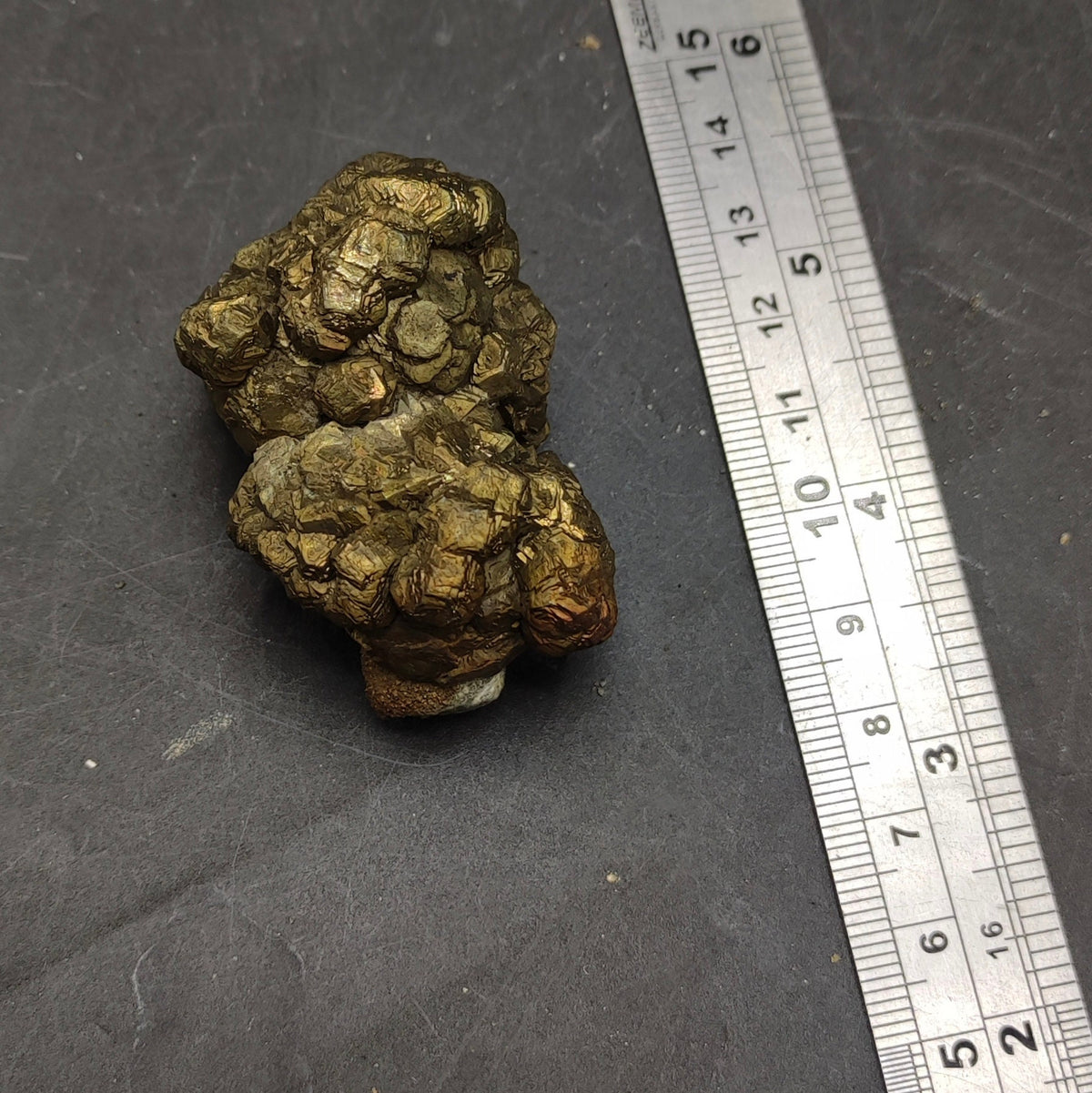 Natural golden Marcasite crystal with rainbow effect on surface from Pakistan, 116 grams