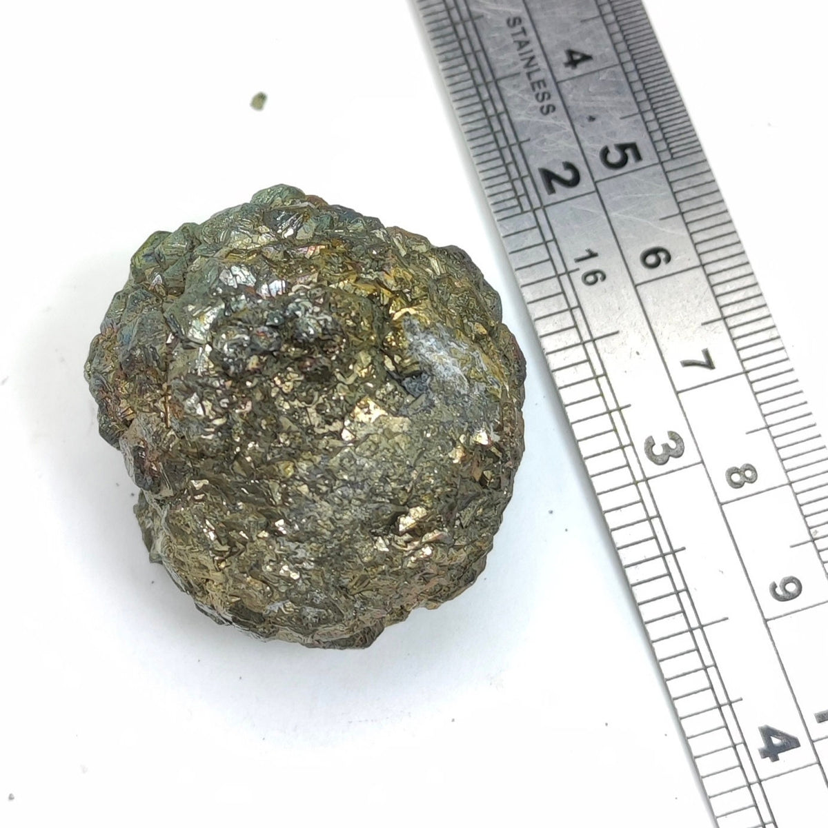 Natural golden Marcasite crystal with rainbow effect on surface from Pakistan, 77.7 grams