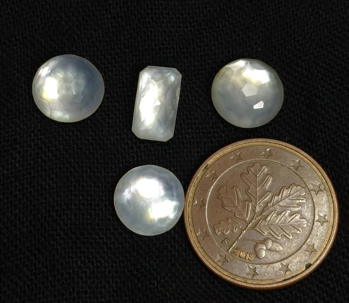 Rose Cut Quartz Cabochons, Mother of Pearl Doublets (13 Carats)