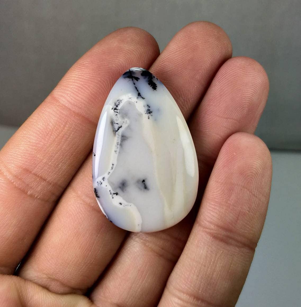 Pear Dendritic Opal Cabochon, 35 Carats