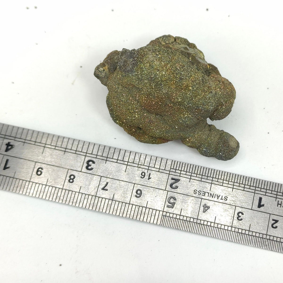 Natural golden Marcasite crystal with rainbow effect on surface from Pakistan, 71.9 grams
