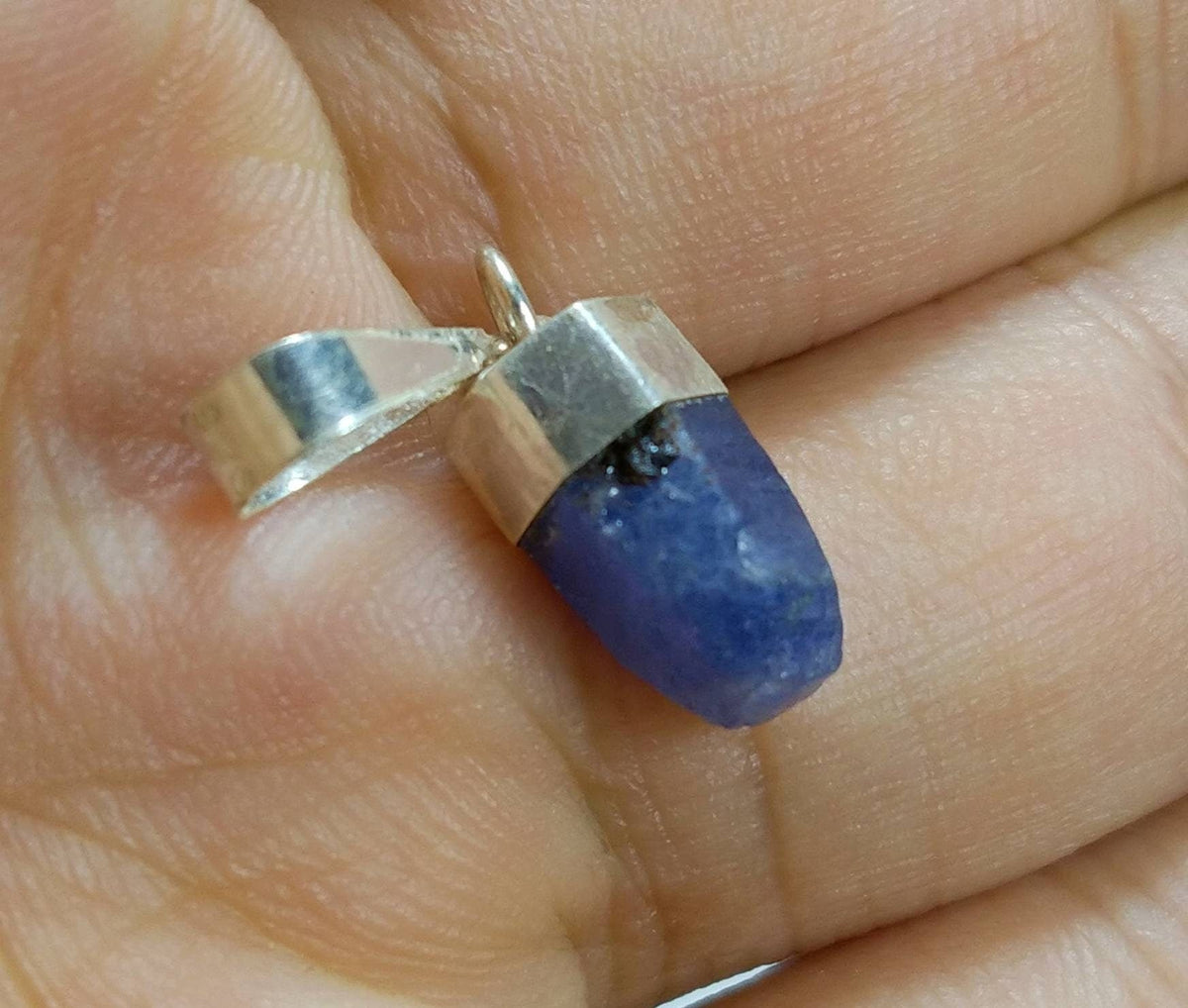 Sterling Silver Sapphire Pendants, Natural Stone