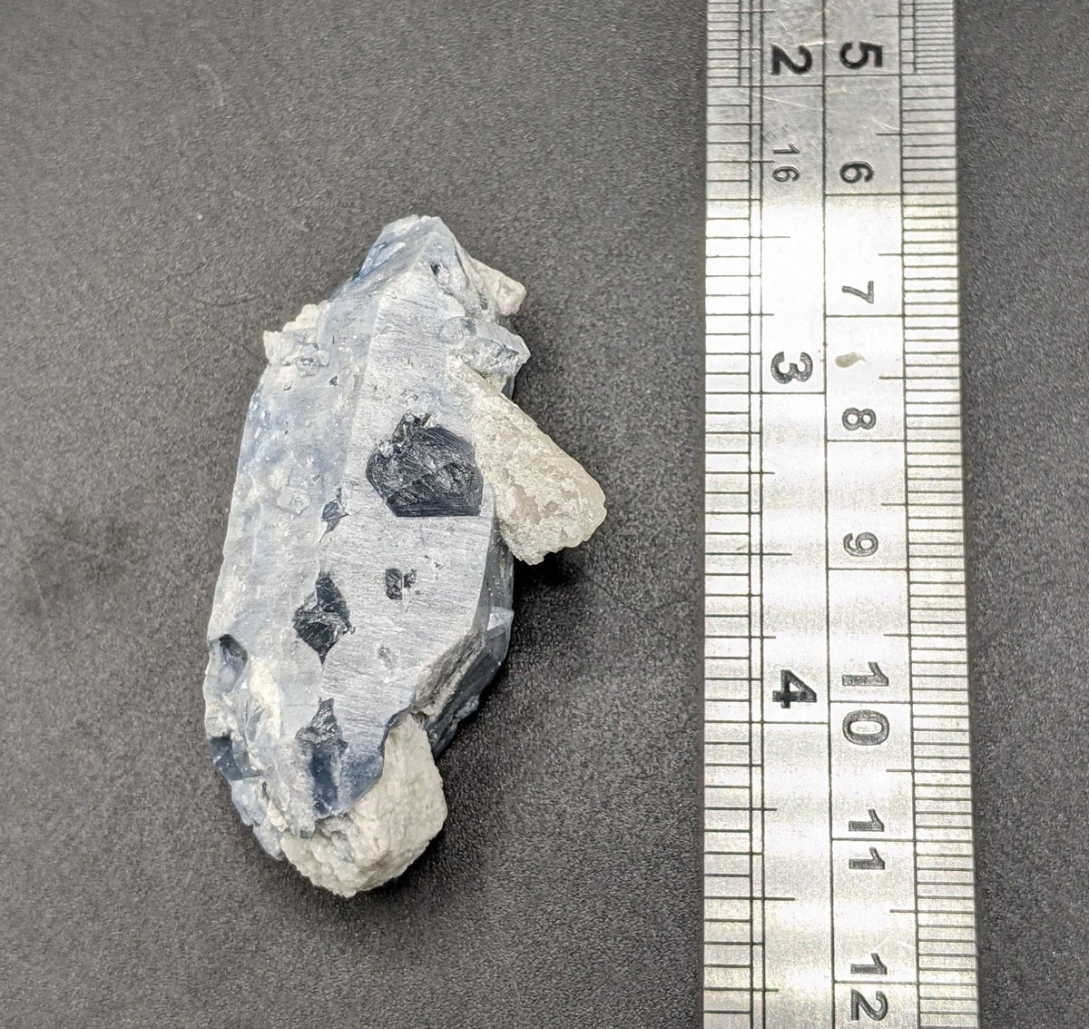 Natural rare indicolite blue quartz crystal with albite on matrix from Afghanistan, 26.6 grams