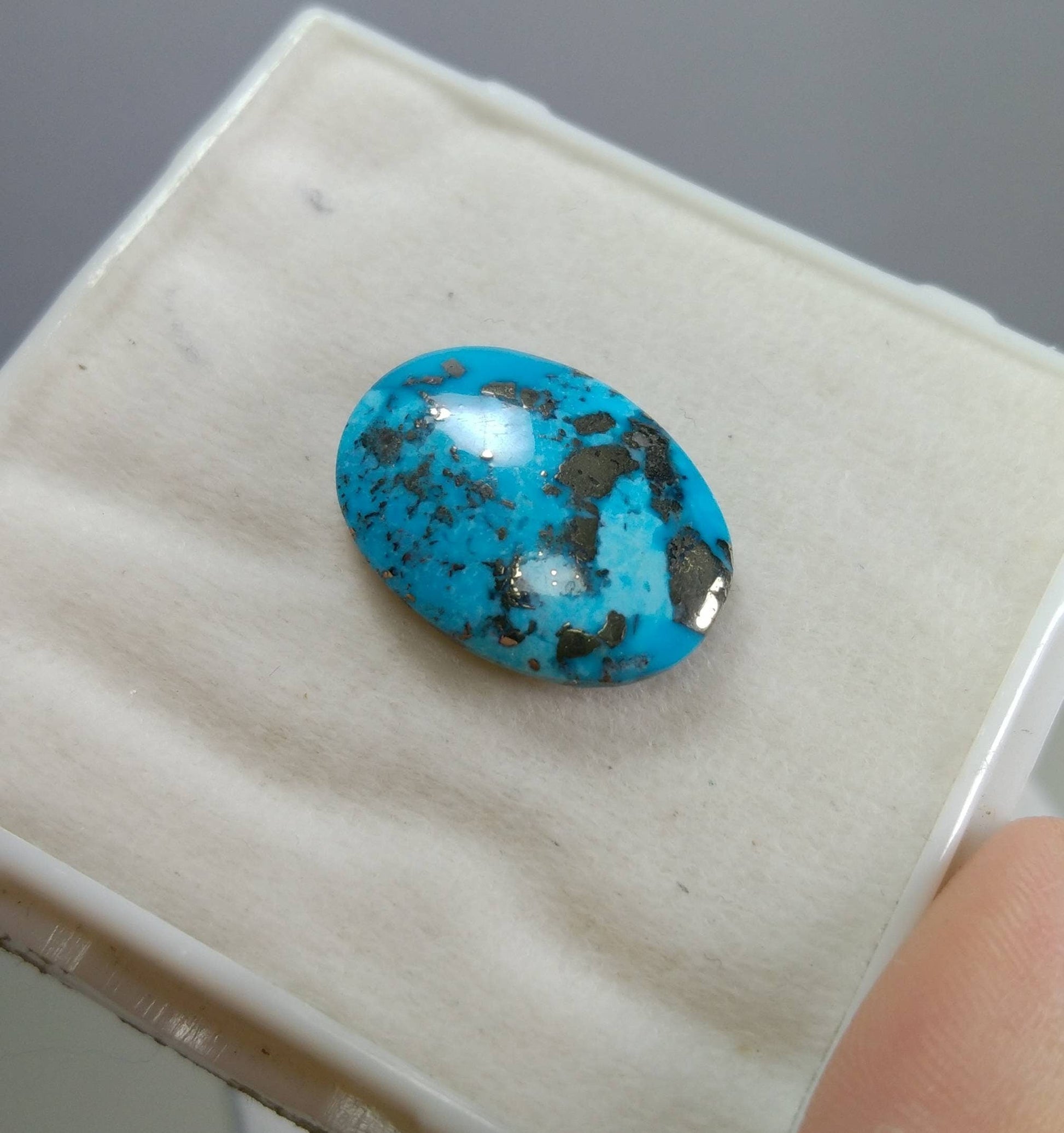 ARSAA GEMS AND MINERALSNatural fine quality beautiful 21 carats oval shape turquoise with pyrite cabochon - Premium  from ARSAA GEMS AND MINERALS - Just $40.00! Shop now at ARSAA GEMS AND MINERALS