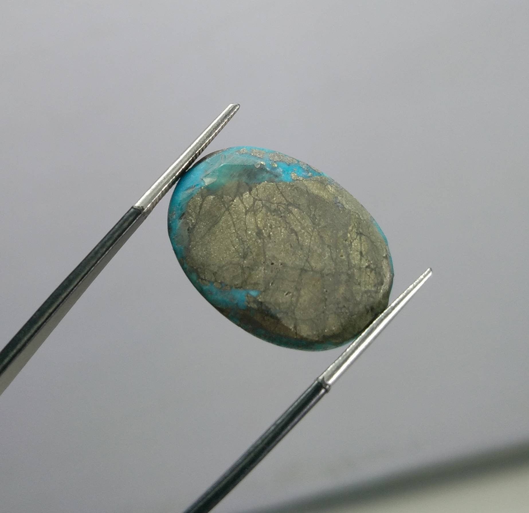ARSAA GEMS AND MINERALSNatural fine quality beautiful 21 carats oval shape turquoise with pyrite cabochon - Premium  from ARSAA GEMS AND MINERALS - Just $40.00! Shop now at ARSAA GEMS AND MINERALS