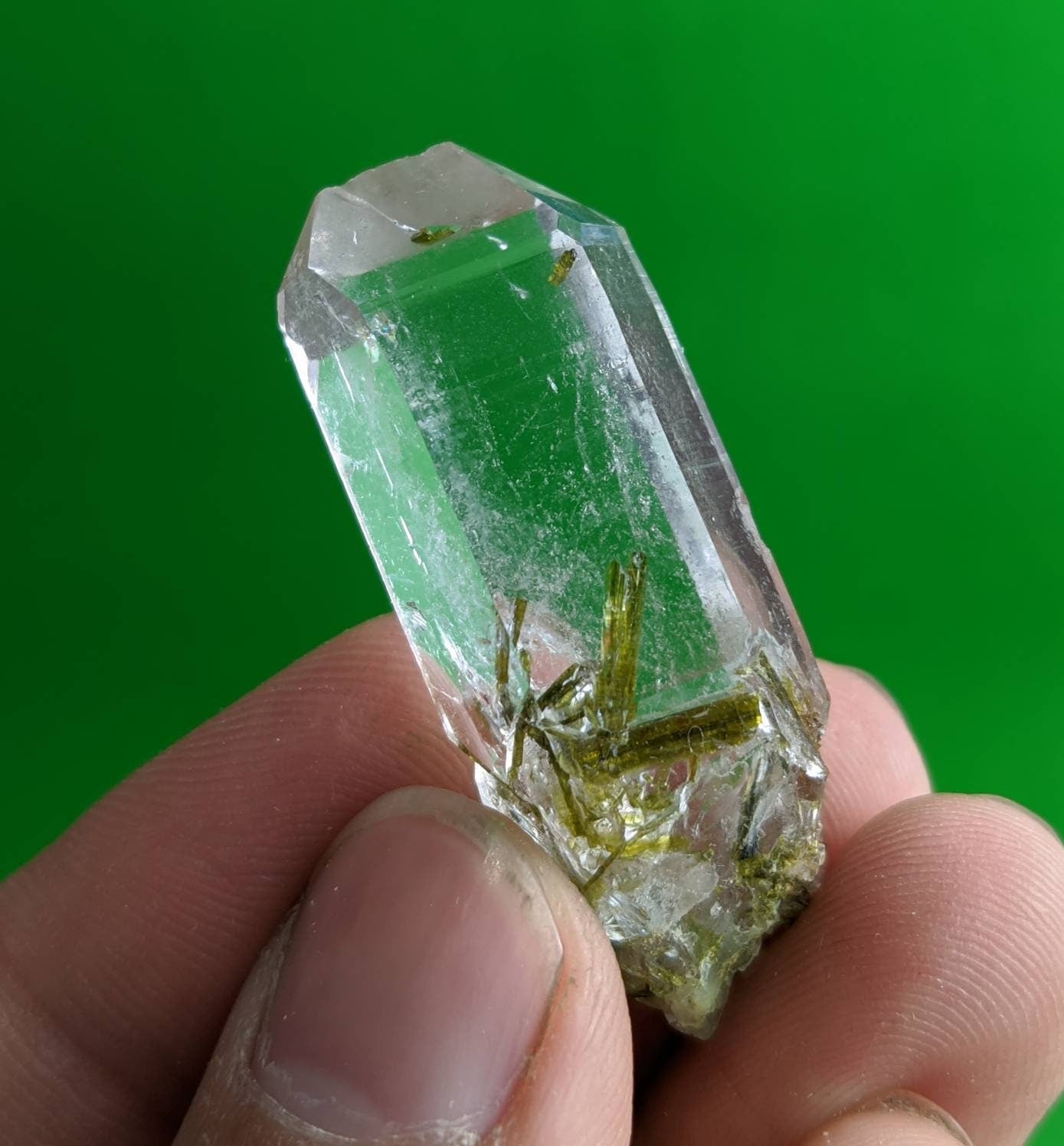 ARSAA GEMS AND MINERALSChlorine included quartz crystal from Balochistan Pakistan l, Nice termination clear with beautiful chlorine inclusion - Premium from ARSAA GEMS AND MINERALS - Just $25.00! Shop now at ARSAA GEMS AND MINERALS