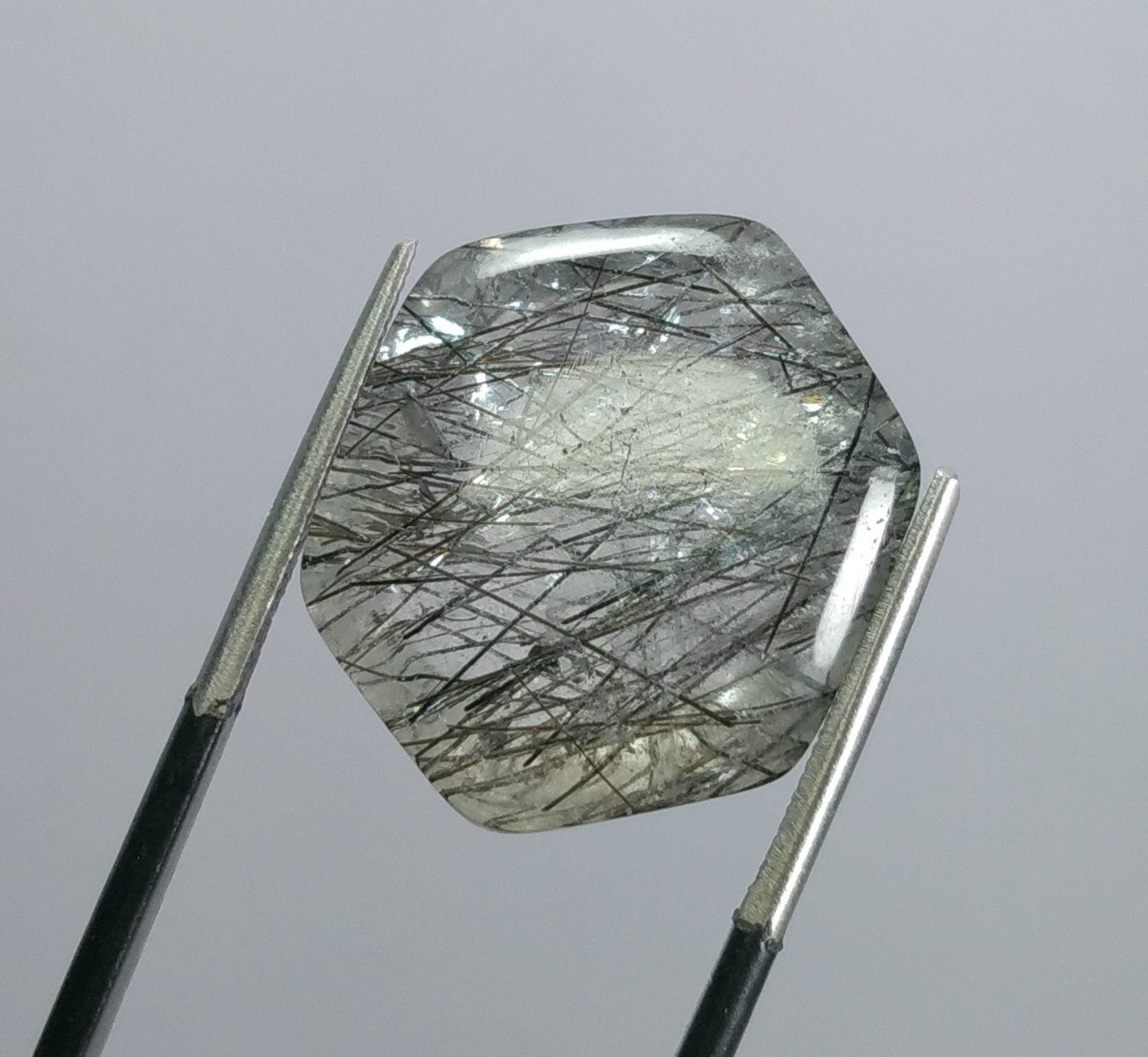 ARSAA GEMS AND MINERALSNatural fine quality beautiful 21.5 carat hexagonal shape black Tourmaline included Quartz Cabochon - Premium  from ARSAA GEMS AND MINERALS - Just $15.00! Shop now at ARSAA GEMS AND MINERALS