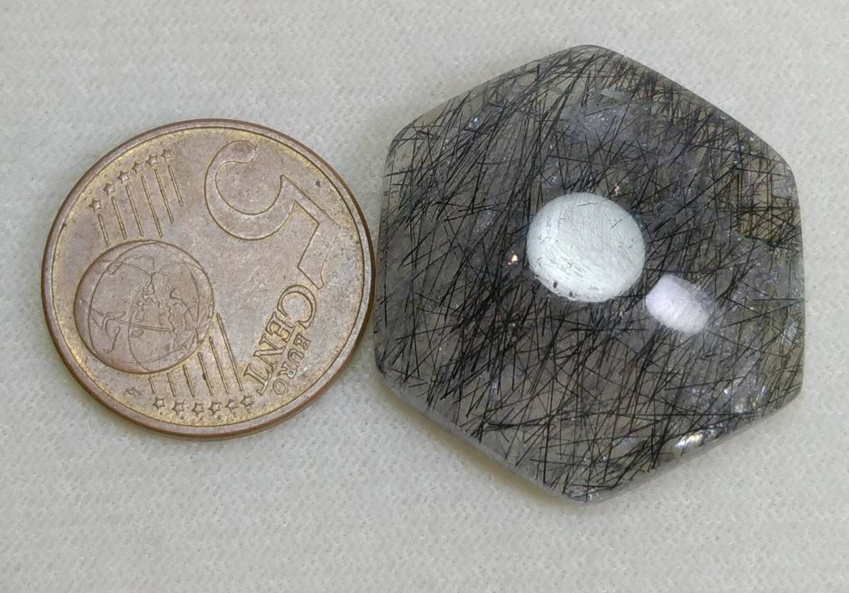 ARSAA GEMS AND MINERALSNatural fine quality beautiful 55.5 carats hexagonal shape black Tourmaline included Quartz Cabochon - Premium  from ARSAA GEMS AND MINERALS - Just $25.00! Shop now at ARSAA GEMS AND MINERALS