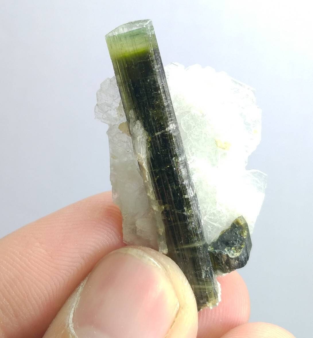 ARSAA GEMS AND MINERALSNatural top quality beautiful 6.7 grams double terminated green cap Tourmaline crystal - Premium  from ARSAA GEMS AND MINERALS - Just $50.00! Shop now at ARSAA GEMS AND MINERALS