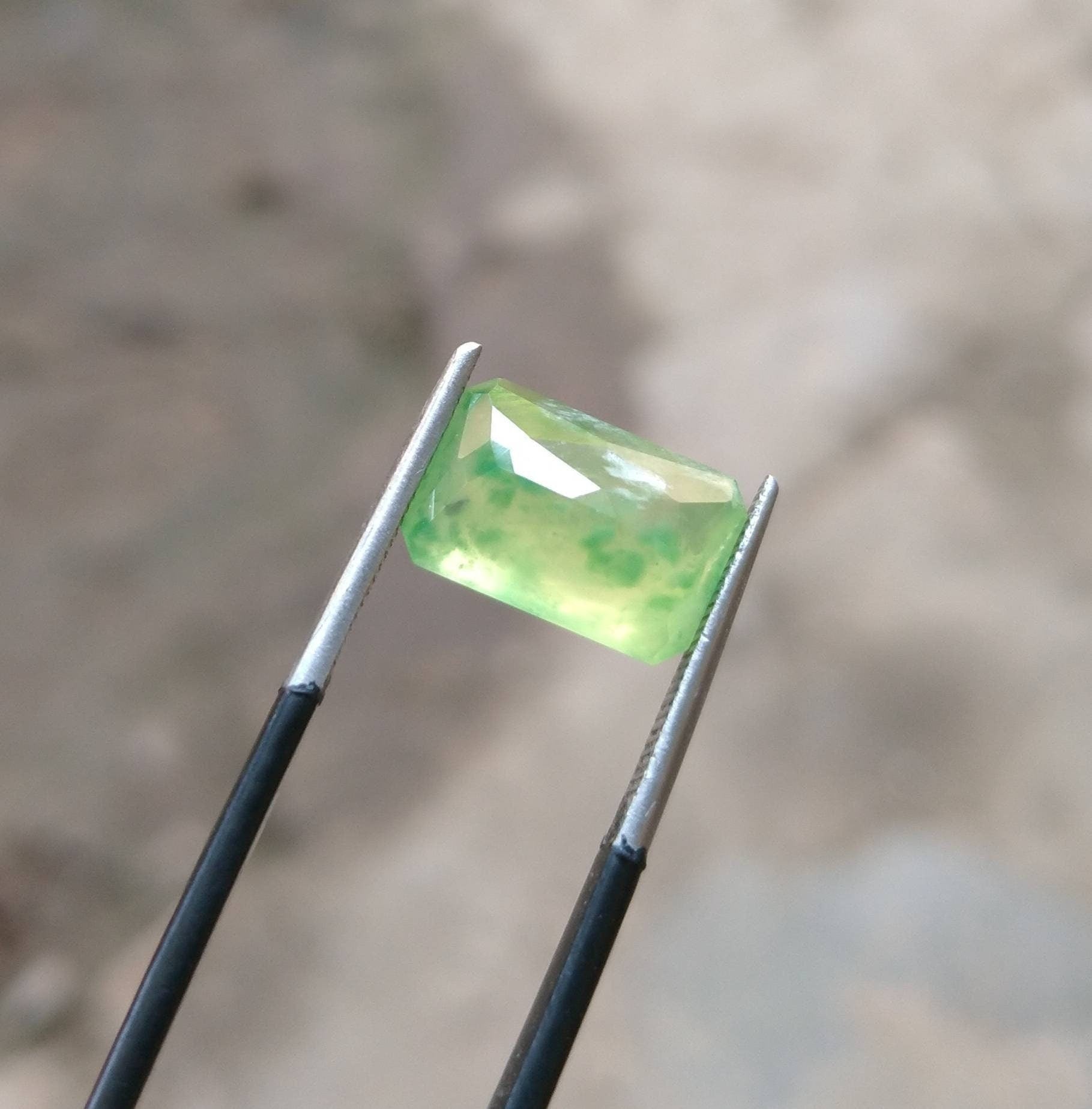 ARSAA GEMS AND MINERALSNatural fine quality beautiful 5 carats radiant shape faceted green hydrograssular garnet gem - Premium  from ARSAA GEMS AND MINERALS - Just $15.00! Shop now at ARSAA GEMS AND MINERALS
