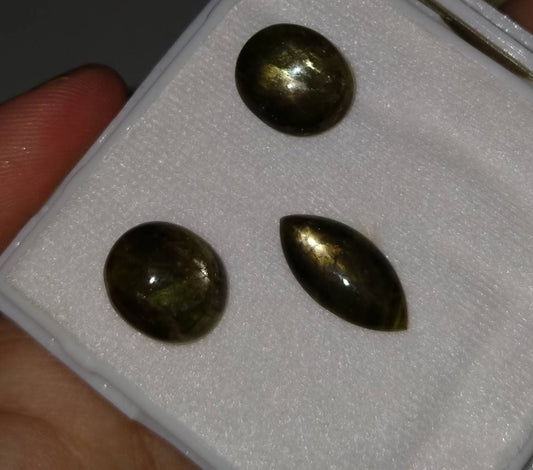 ARSAA GEMS AND MINERALSNatural top quality beautiful 34 carats small set of partially star green sapphire Cabochons - Premium  from ARSAA GEMS AND MINERALS - Just $65.00! Shop now at ARSAA GEMS AND MINERALS