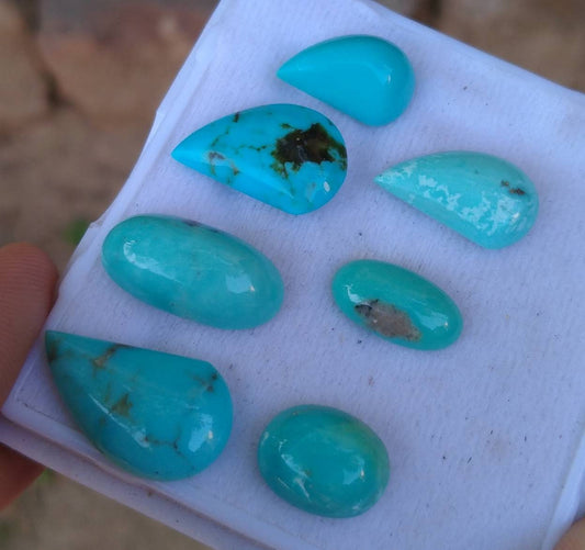 ARSAA GEMS AND MINERALSNatural fine quality beautiful 37 carats oval shapes and pear shapes small lot of blue kingman stabilized turquoise cabochons - Premium  from ARSAA GEMS AND MINERALS - Just $30.00! Shop now at ARSAA GEMS AND MINERALS