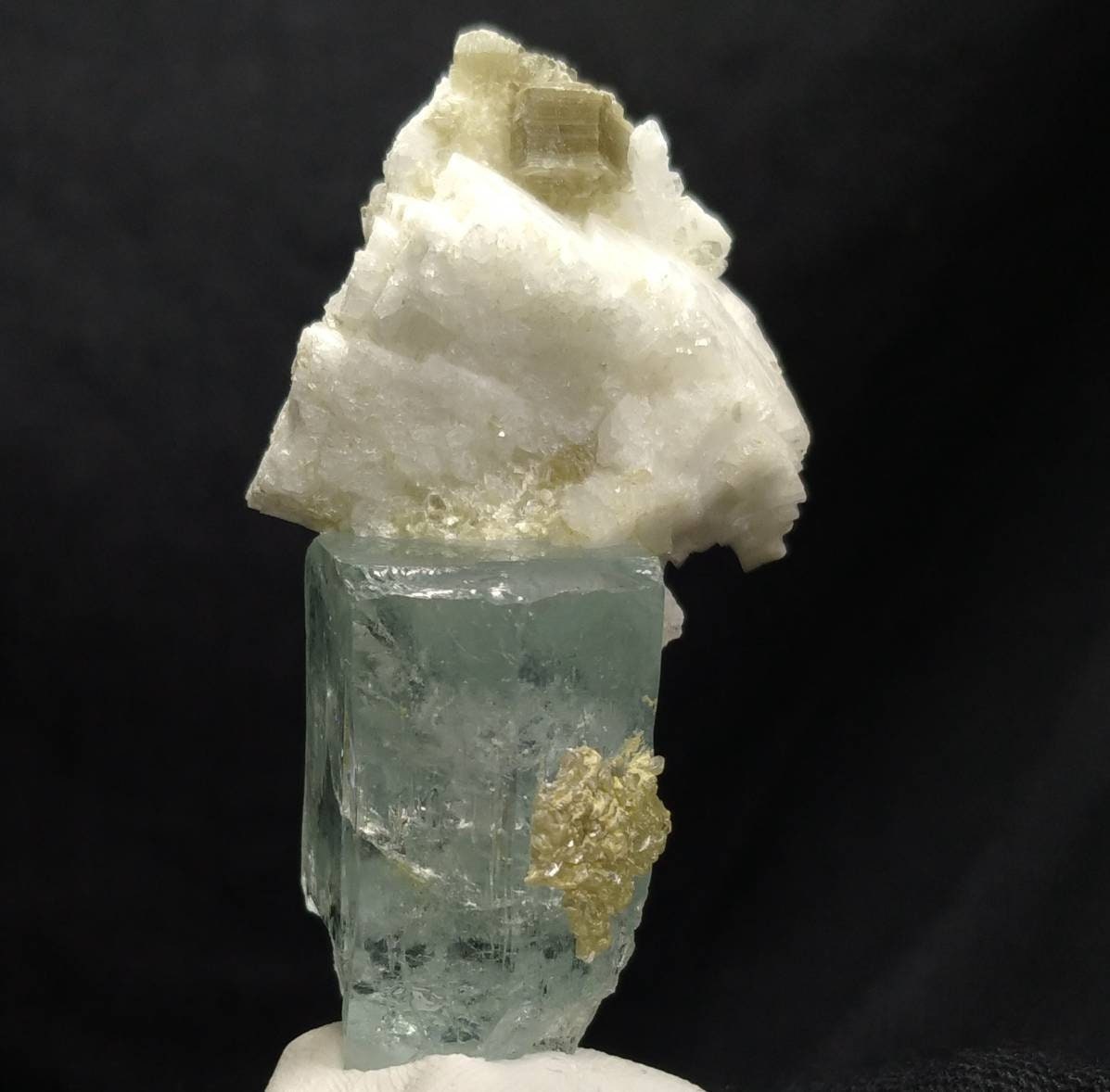 ARSAA GEMS AND MINERALSTop Quality beautiful natural 28.9 grams very rare terminated Aquamarine crystal with albite and moscovite on top of Crystal - Premium from ARSAA GEMS AND MINERALS - Just $100.00! Shop now at ARSAA GEMS AND MINERALS