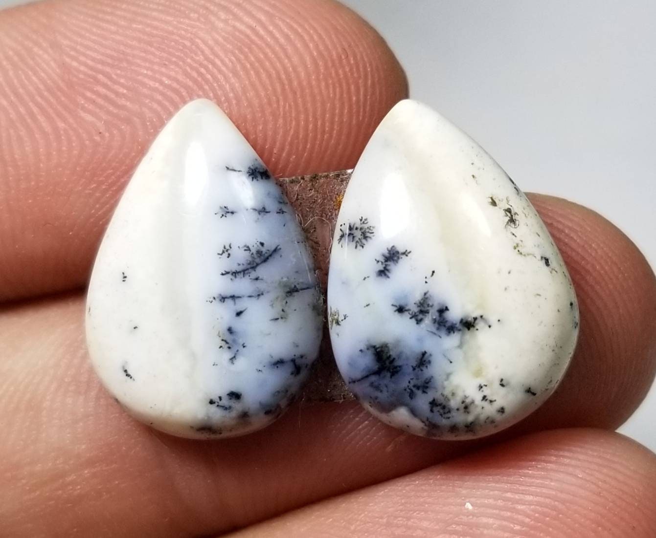 ARSAA GEMS AND MINERALSNatural Matching pair of high quality pear shape dendritic opal cabs - Premium  from ARSAA GEMS AND MINERALS - Just $15.00! Shop now at ARSAA GEMS AND MINERALS