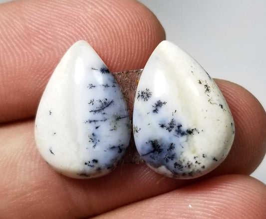 ARSAA GEMS AND MINERALSNatural Matching pair of high quality pear shape dendritic opal cabs - Premium  from ARSAA GEMS AND MINERALS - Just $15.00! Shop now at ARSAA GEMS AND MINERALS