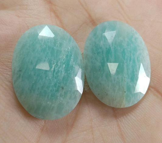 ARSAA GEMS AND MINERALSNatural top quality beautiful 36 Carats pair of oval shape rose cut Faceted amazonite Cabochons - Premium  from ARSAA GEMS AND MINERALS - Just $20.00! Shop now at ARSAA GEMS AND MINERALS