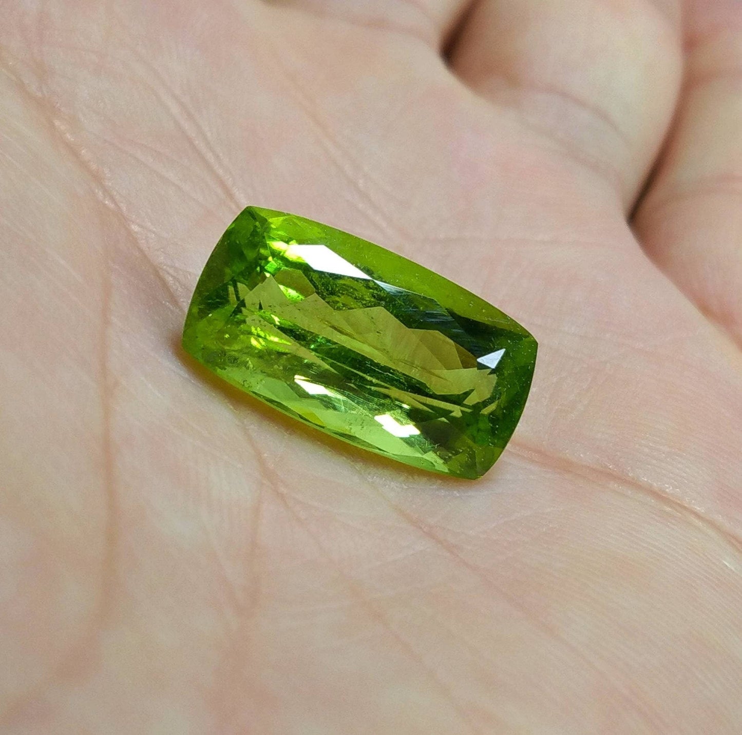 ARSAA GEMS AND MINERALSNatural high quality beautiful 15 carats green faceted radiant shape peridot gem - Premium from ARSAA GEMS AND MINERALS - Just $335.00! Shop now at ARSAA GEMS AND MINERALS