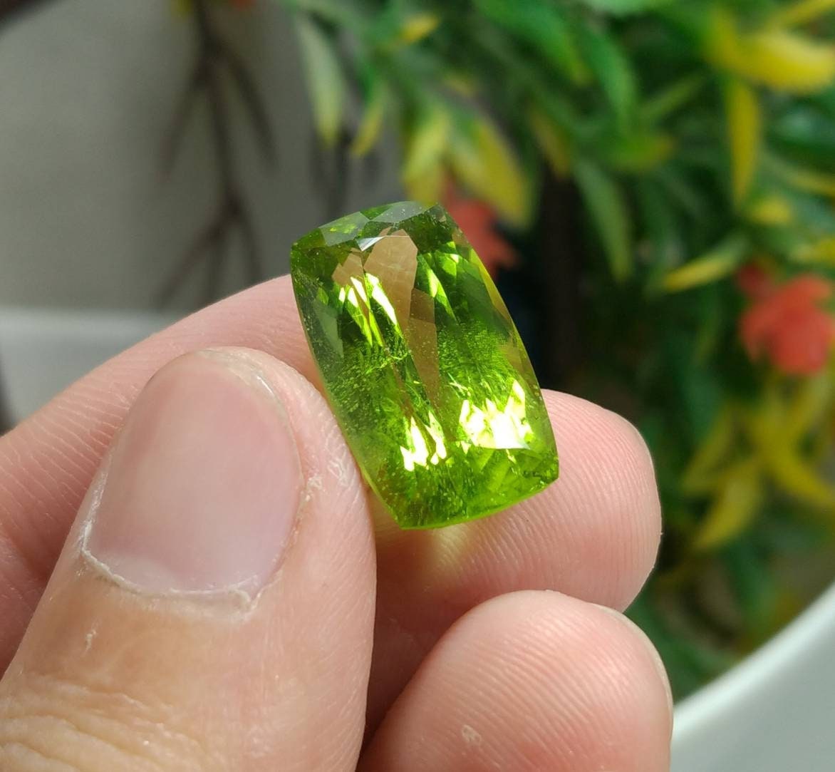 ARSAA GEMS AND MINERALSNatural high quality beautiful 15 carats green faceted radiant shape peridot gem - Premium from ARSAA GEMS AND MINERALS - Just $335.00! Shop now at ARSAA GEMS AND MINERALS