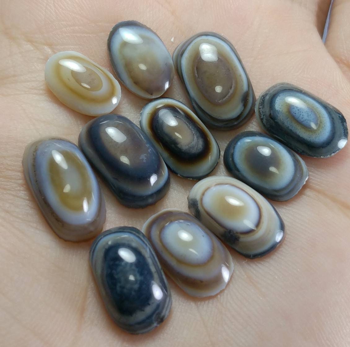 ARSAA GEMS AND MINERALSNatural fine quality beautiful 53 carats small lot of rare banded eye agate Cabochons - Premium  from ARSAA GEMS AND MINERALS - Just $40.00! Shop now at ARSAA GEMS AND MINERALS