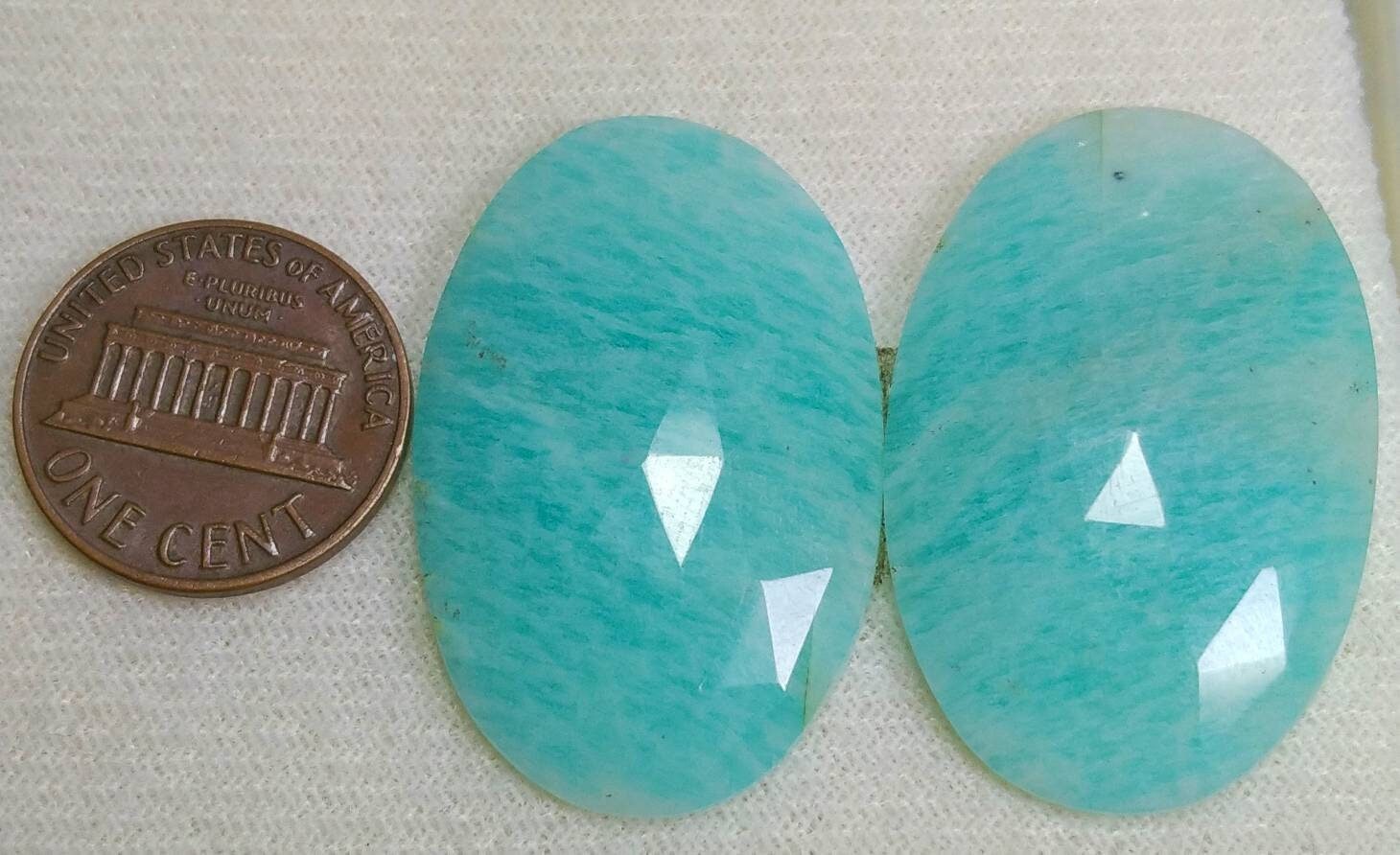 ARSAA GEMS AND MINERALSNatural fine quality beautiful 54 carats pair of rose cut Faceted oval shapes amazonite Cabochons - Premium  from ARSAA GEMS AND MINERALS - Just $20.00! Shop now at ARSAA GEMS AND MINERALS