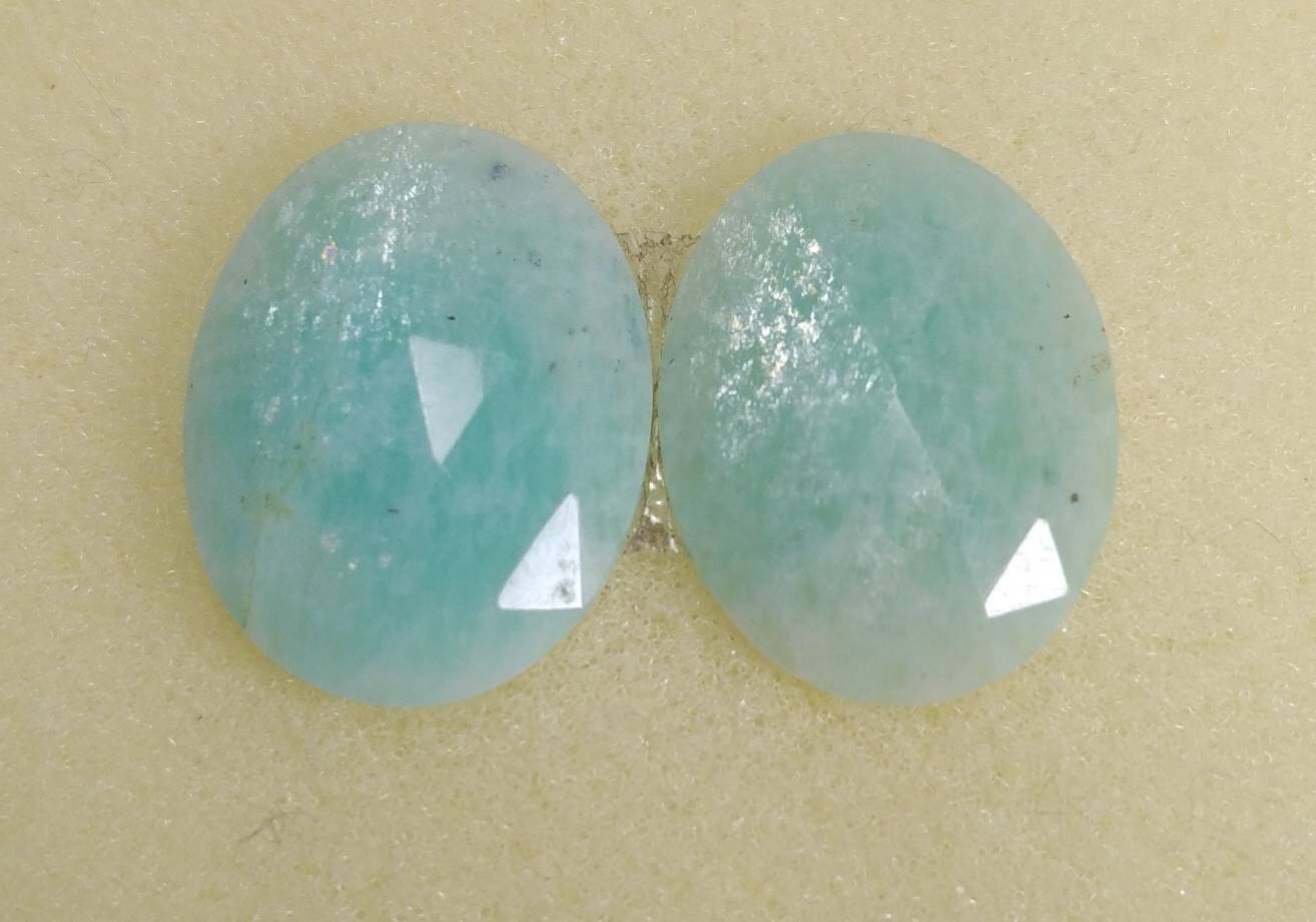 ARSAA GEMS AND MINERALSNatural top quality beautiful 18 carats pair of oval shape rose cut Faceted amazonite Cabochons - Premium from ARSAA GEMS AND MINERALS - Just $15.00! Shop now at ARSAA GEMS AND MINERALS
