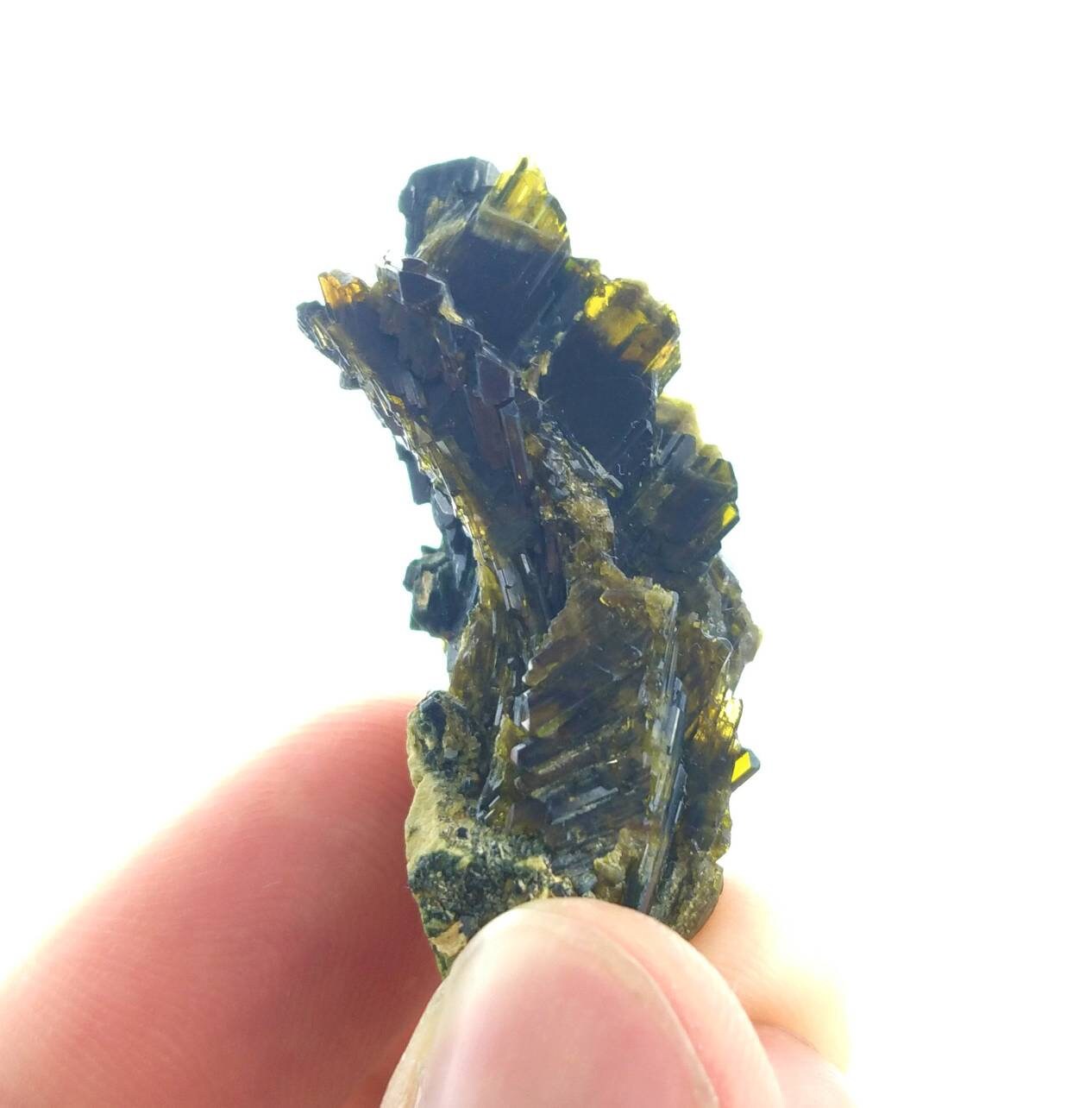 ARSAA GEMS AND MINERALSNatural aesthetic step formation perfectly terminated ugaite/aegirine with green epidote crystal from Pakistan, weight: 15.8 grams - Premium from ARSAA GEMS AND MINERALS - Just $30.00! Shop now at ARSAA GEMS AND MINERALS