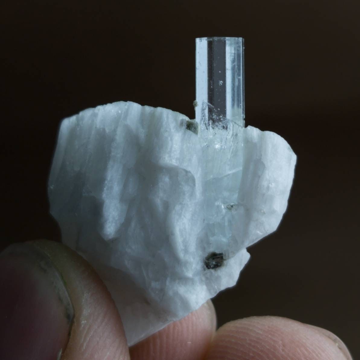 ARSAA GEMS AND MINERALSTerminated single on matrix on albite, beautiful natural 6.1 gram clear crystal of aquamarine - Premium  from ARSAA GEMS AND MINERALS - Just $30.00! Shop now at ARSAA GEMS AND MINERALS