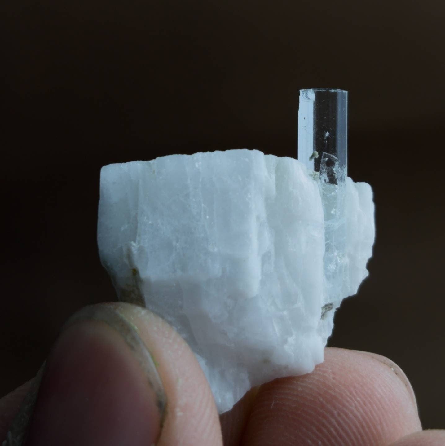 ARSAA GEMS AND MINERALSTerminated single on matrix on albite, beautiful natural 6.1 gram clear crystal of aquamarine - Premium from ARSAA GEMS AND MINERALS - Just $30.00! Shop now at ARSAA GEMS AND MINERALS