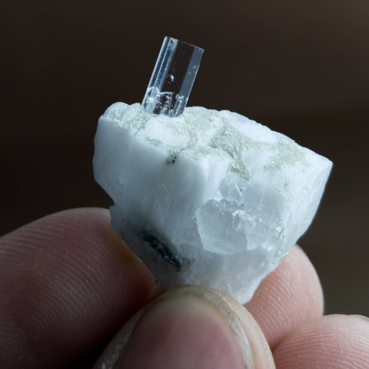 ARSAA GEMS AND MINERALSTerminated single on matrix on albite, beautiful natural 6.1 gram clear crystal of aquamarine - Premium  from ARSAA GEMS AND MINERALS - Just $30.00! Shop now at ARSAA GEMS AND MINERALS