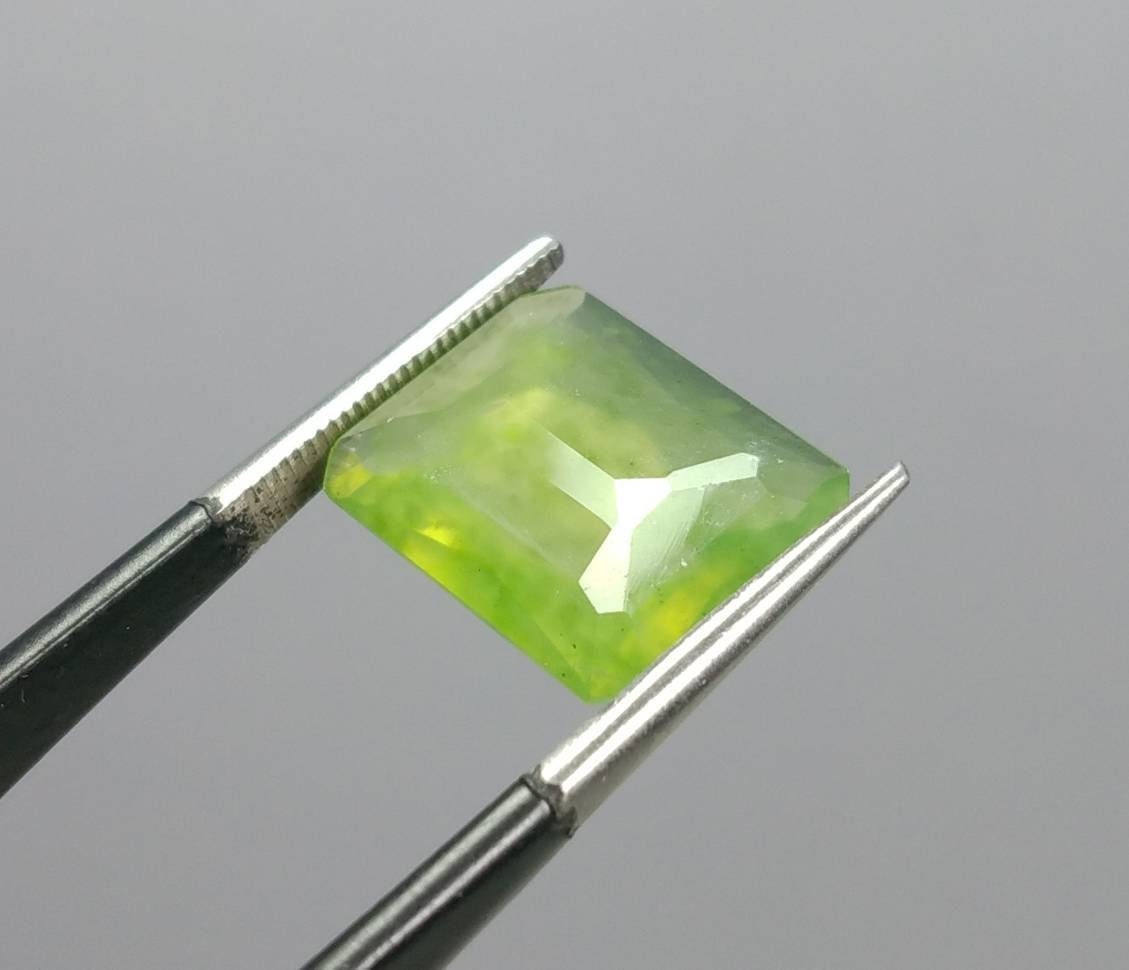 ARSAA GEMS AND MINERALSNatural top quality beautiful 6.5 carat radiant shape Faceted green hydrograssular garnet gem - Premium  from ARSAA GEMS AND MINERALS - Just $12.00! Shop now at ARSAA GEMS AND MINERALS