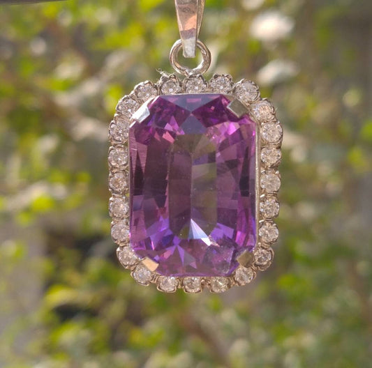 ARSAA GEMS AND MINERALSNatural top quality beautiful clear Faceted amythest gem surronded by clear small sized zircon gems sterling silver pendant - Premium  from ARSAA GEMS AND MINERALS - Just $70.00! Shop now at ARSAA GEMS AND MINERALS