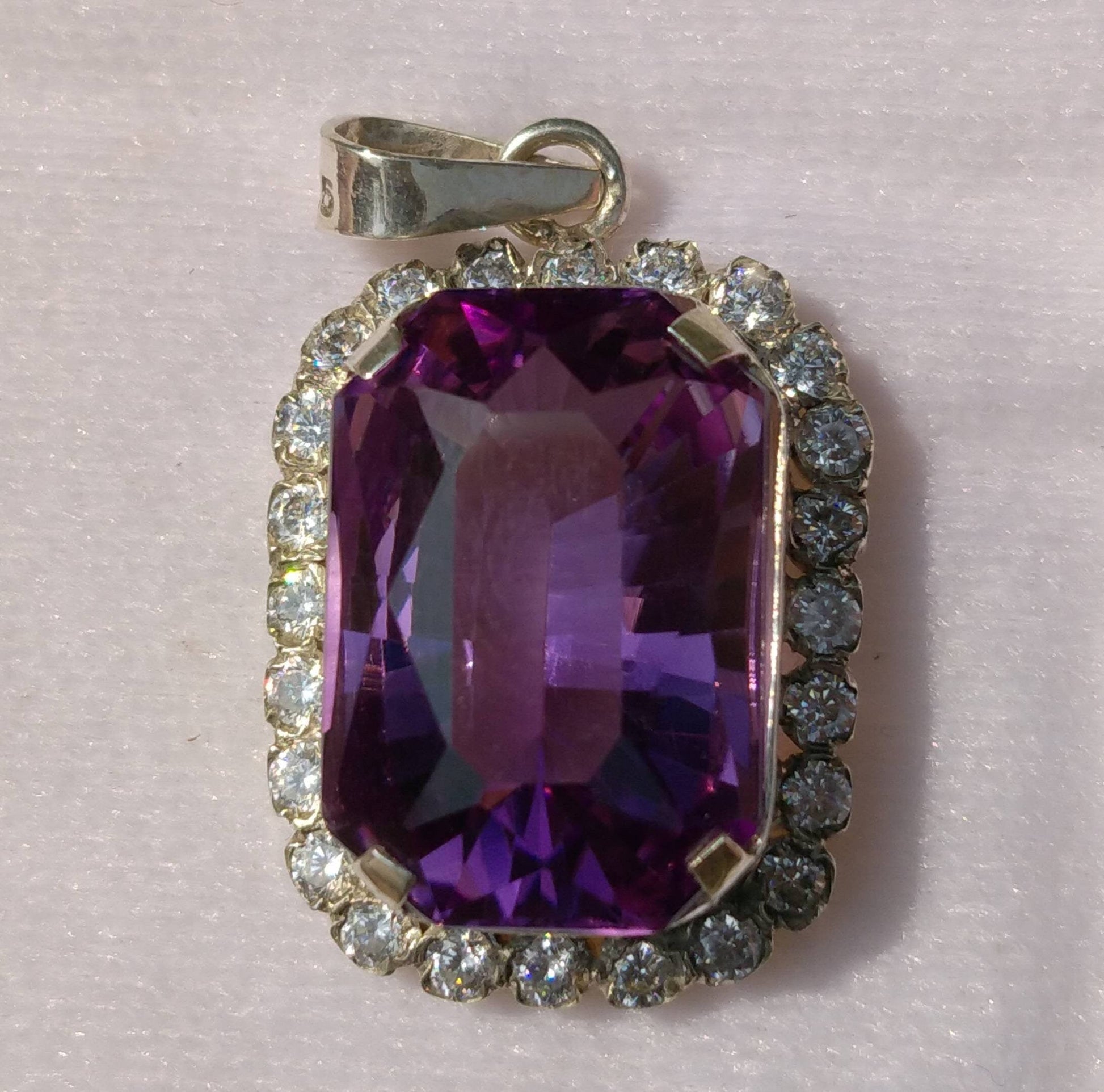 ARSAA GEMS AND MINERALSNatural top quality beautiful clear Faceted amythest gem surronded by clear small sized zircon gems sterling silver pendant - Premium  from ARSAA GEMS AND MINERALS - Just $70.00! Shop now at ARSAA GEMS AND MINERALS