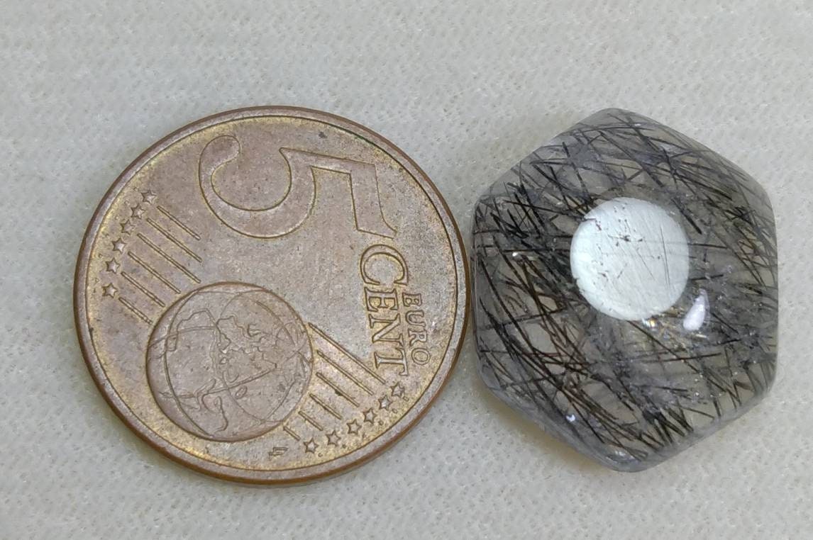ARSAA GEMS AND MINERALSNatural fine quality beautiful 21.5 carat hexagonal shape black Tourmaline included Quartz Cabochon - Premium  from ARSAA GEMS AND MINERALS - Just $15.00! Shop now at ARSAA GEMS AND MINERALS