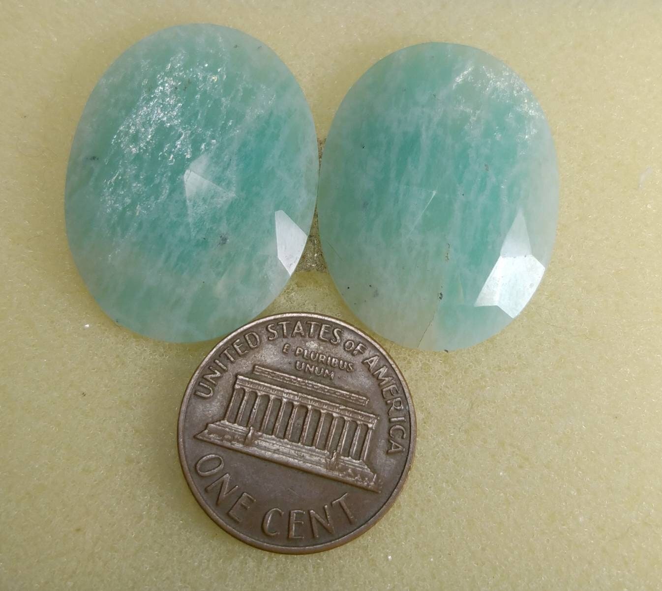 ARSAA GEMS AND MINERALSNatural top quality beautiful 36 Carats pair of oval shape rose cut Faceted amazonite Cabochons - Premium  from ARSAA GEMS AND MINERALS - Just $20.00! Shop now at ARSAA GEMS AND MINERALS
