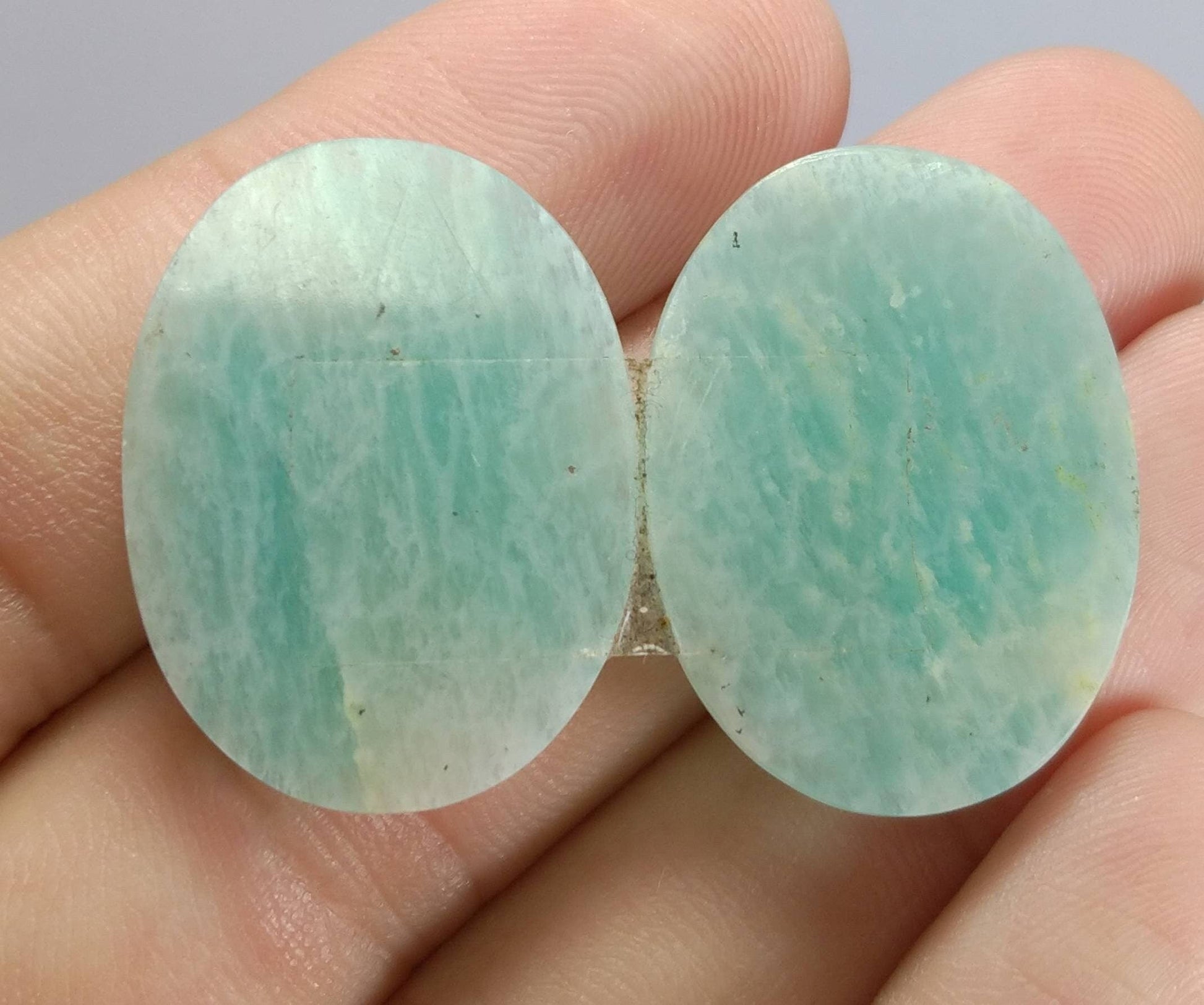 ARSAA GEMS AND MINERALSNatural top quality beautiful 36 Carats pair of oval shape rose cut Faceted amazonite Cabochons - Premium  from ARSAA GEMS AND MINERALS - Just $20.00! Shop now at ARSAA GEMS AND MINERALS