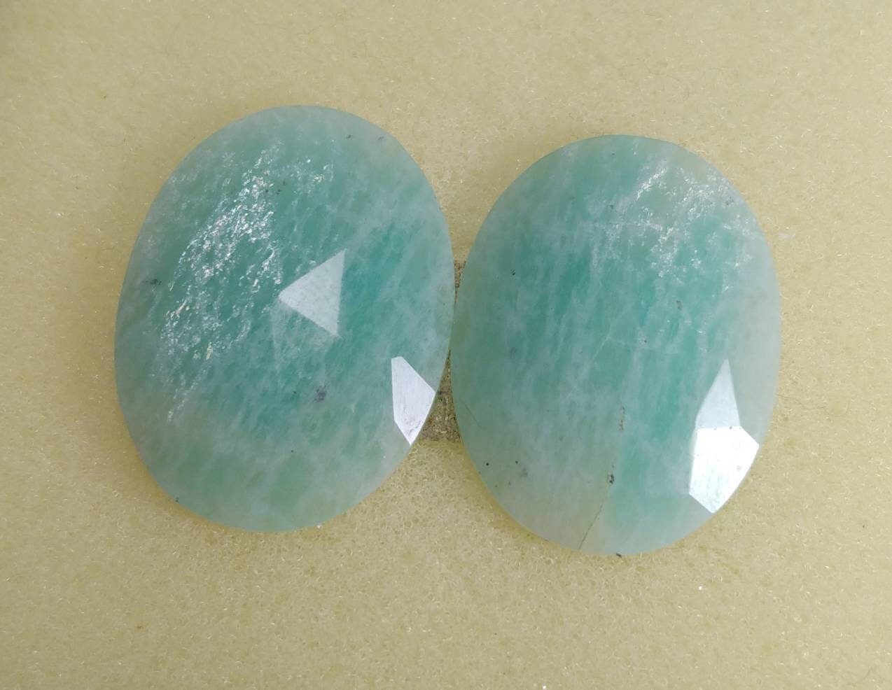 ARSAA GEMS AND MINERALSNatural top quality beautiful 36 Carats pair of oval shape rose cut Faceted amazonite Cabochons - Premium  from ARSAA GEMS AND MINERALS - Just $20.00! Shop now at ARSAA GEMS AND MINERALS
