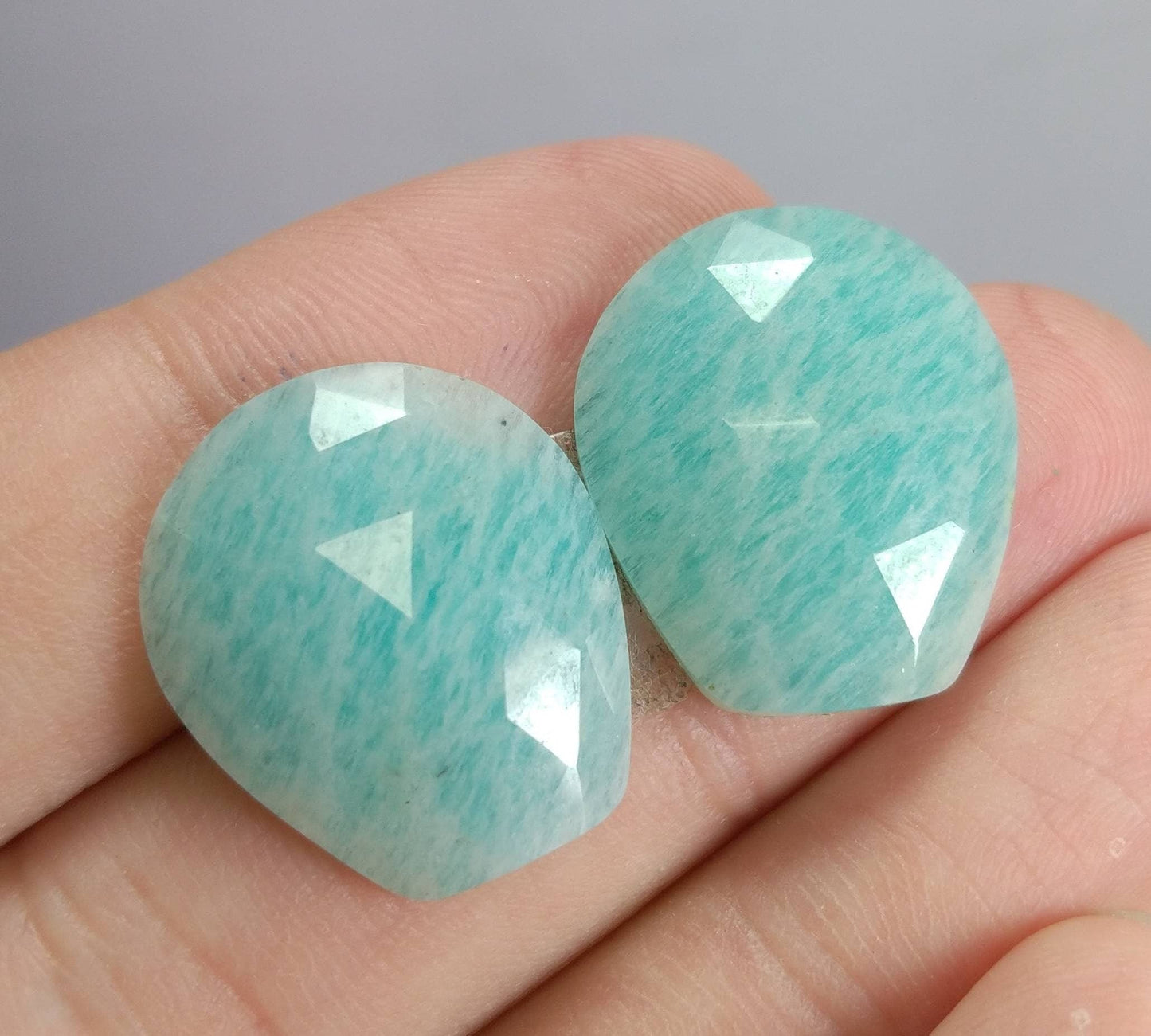 ARSAA GEMS AND MINERALSNatural top quality beautiful 23 carats pair of pear shape rose cut Faceted amazonite Cabochons - Premium from ARSAA GEMS AND MINERALS - Just $18.00! Shop now at ARSAA GEMS AND MINERALS