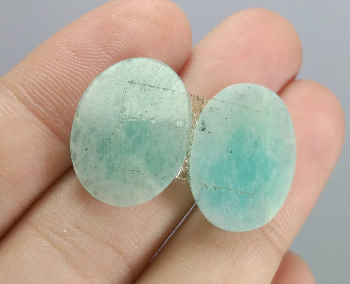 ARSAA GEMS AND MINERALSNatural top quality beautiful 18 carats pair of oval shape rose cut Faceted amazonite Cabochons - Premium from ARSAA GEMS AND MINERALS - Just $15.00! Shop now at ARSAA GEMS AND MINERALS
