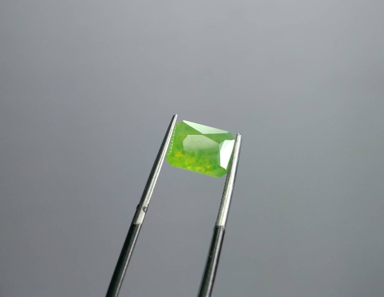 ARSAA GEMS AND MINERALSNatural top quality beautiful 3.5 carats radiant shape green faceted hydrograssular garnet gem - Premium  from ARSAA GEMS AND MINERALS - Just $10.00! Shop now at ARSAA GEMS AND MINERALS