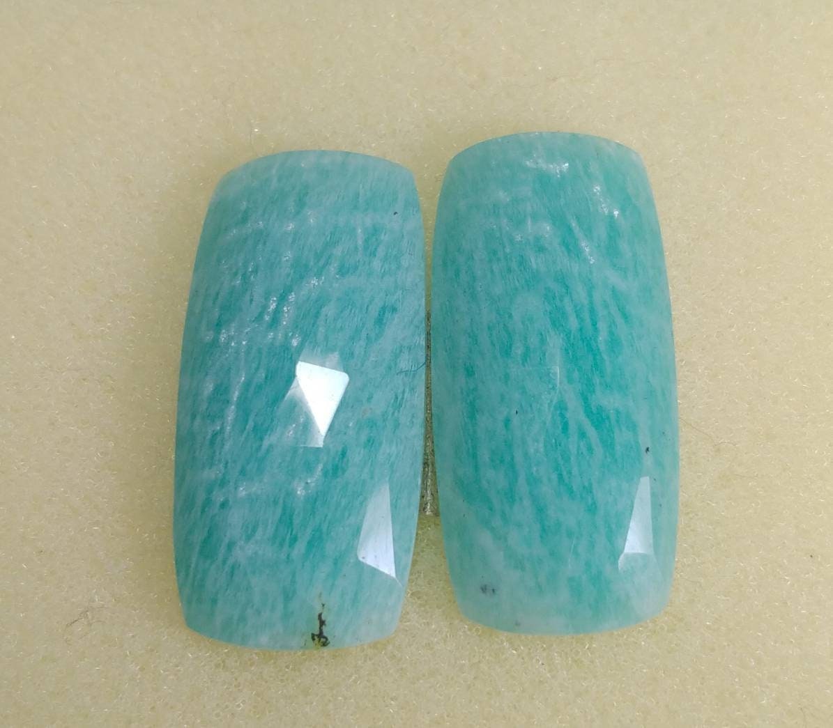 ARSAA GEMS AND MINERALSNatural top quality beautiful 33 carats pair of rectangular shape rose cut Faceted amazonite Cabochons - Premium  from ARSAA GEMS AND MINERALS - Just $20.00! Shop now at ARSAA GEMS AND MINERALS