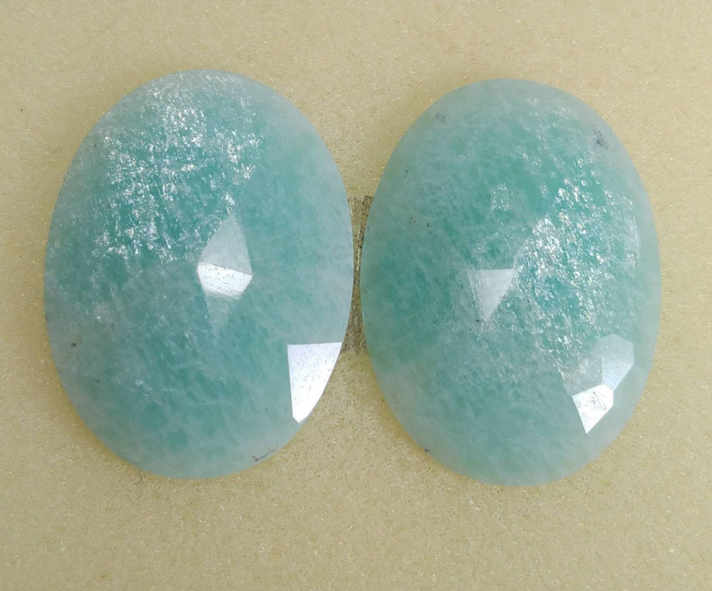 ARSAA GEMS AND MINERALSNatural top quality beautiful 40 carats pair of oval shape rose cut Faceted amazonite Cabochons - Premium from ARSAA GEMS AND MINERALS - Just $20.00! Shop now at ARSAA GEMS AND MINERALS