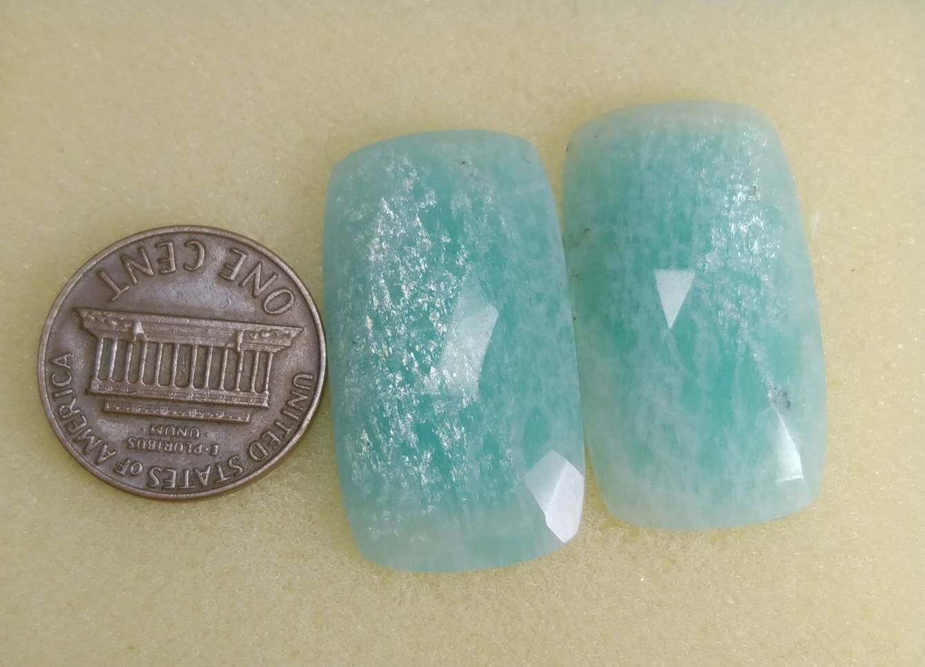 ARSAA GEMS AND MINERALSNatural top quality beautiful 40 carats pair of rectangular shape rose cut Faceted amazonite Cabochons - Premium  from ARSAA GEMS AND MINERALS - Just $20.00! Shop now at ARSAA GEMS AND MINERALS