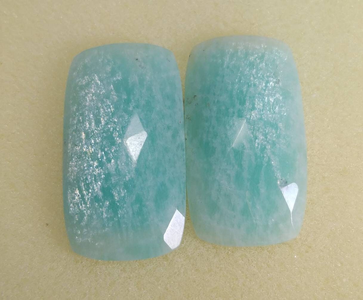 ARSAA GEMS AND MINERALSNatural top quality beautiful 40 carats pair of rectangular shape rose cut Faceted amazonite Cabochons - Premium  from ARSAA GEMS AND MINERALS - Just $20.00! Shop now at ARSAA GEMS AND MINERALS