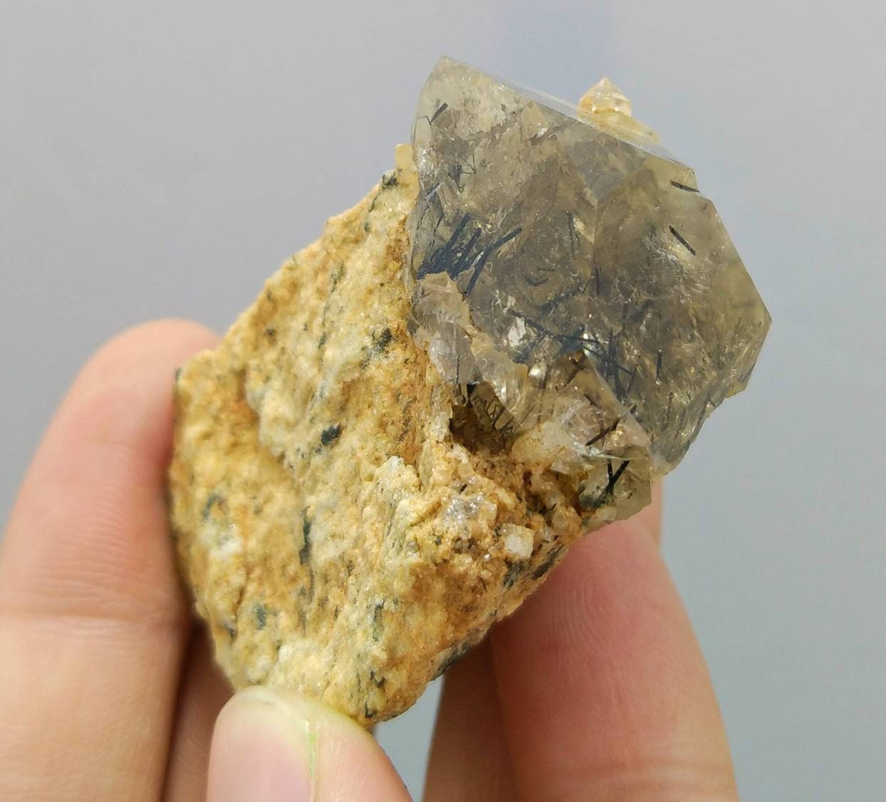ARSAA GEMS AND MINERALSNatural aesthetic terminated single on matrix Riebeckite included quartz cluster from zagi mountain KP Pakistan, weight, 59.2 grams - Premium from ARSAA GEMS AND MINERALS - Just $60.00! Shop now at ARSAA GEMS AND MINERALS