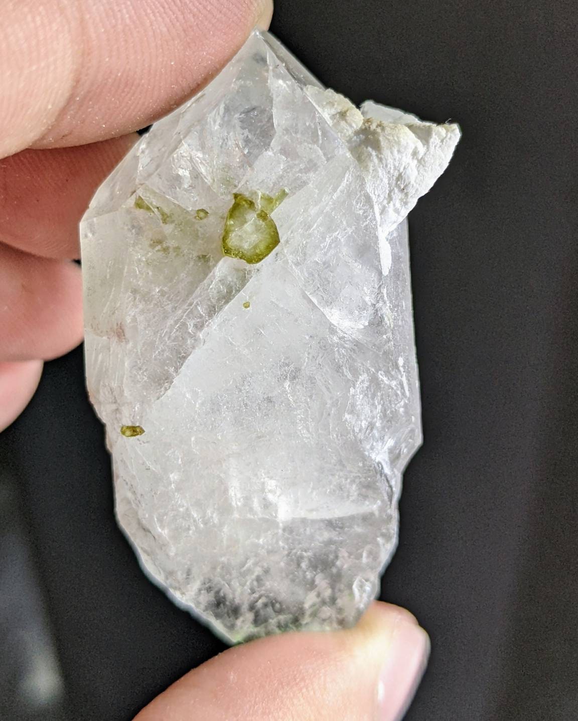 ARSAA GEMS AND MINERALSTerminated quartz crystal with green on matrix tourmaline crystal inclusion from Chakko Mine Skardu Pakistan, 31.4 grams - Premium from ARSAA GEMS AND MINERALS - Just $50.00! Shop now at ARSAA GEMS AND MINERALS
